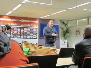 Vrijdag 15 maart 2013: Rotterdam, Sparta stadion. RTL 7 directeur Marco Louwerens spreekt over de serie "SPARTA: Achter De Poorten Van Het Kasteel’ (foto: René Hoeflaak)