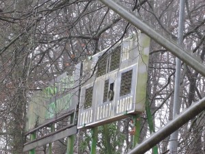 Wageningen, scorebord in stadion De Wageningse Berg (foto: René Hoeflaak)