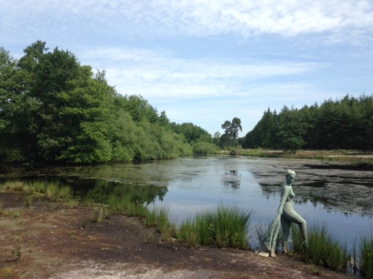 10 juni 2016: ven met standbeeld van badende vrouw bij Landgoed De Utrecht onder Esbeek (foto: René Hoeflaak) 